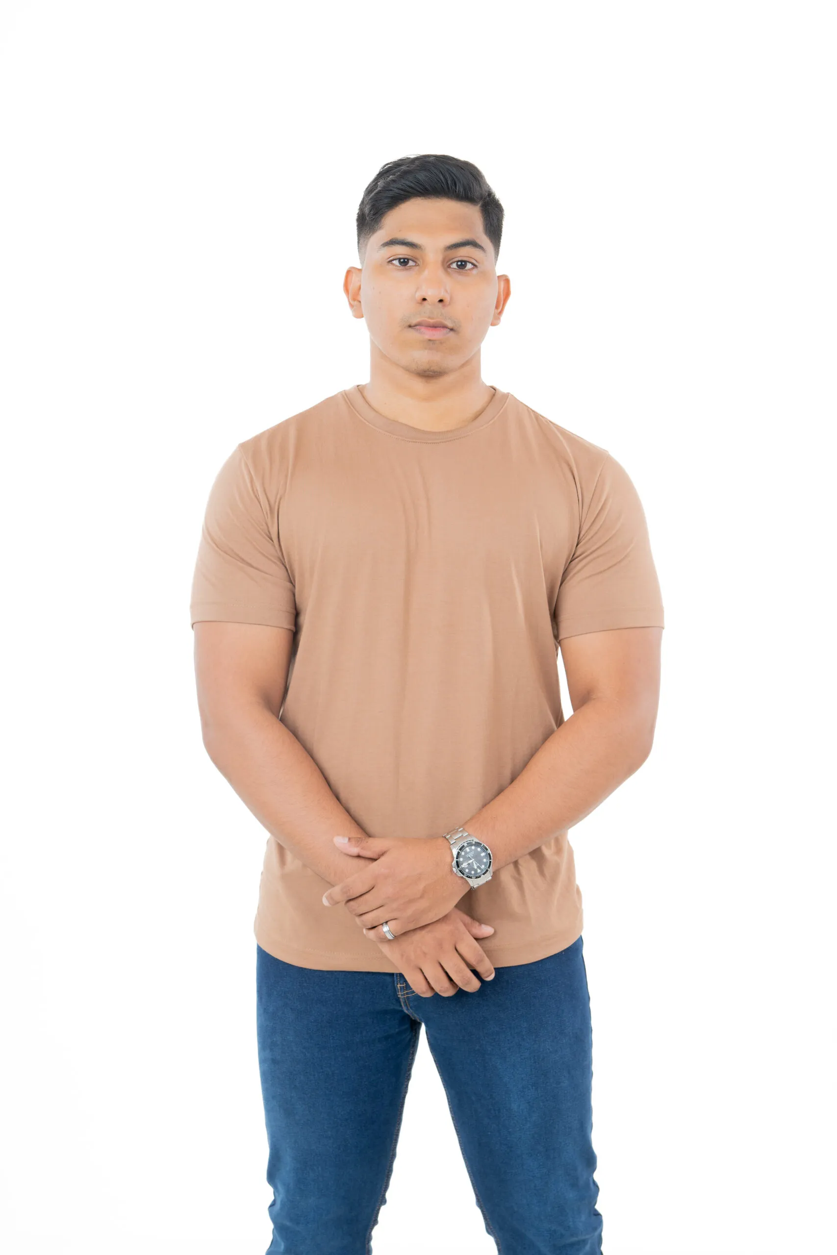 Basics-Crew-Neck-Brown-1-scaled
